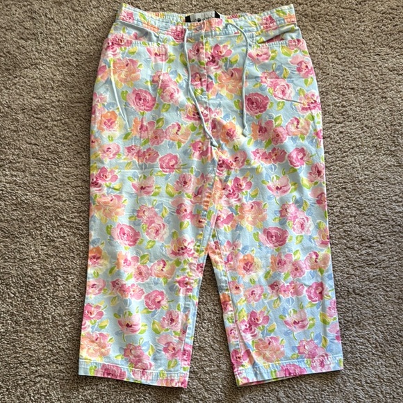 Sag Harbor Pink and Yellow Floral Capris - Picture 1 of 4